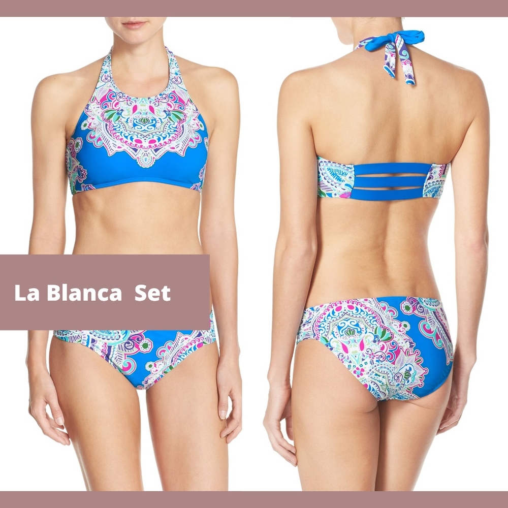 NEW 2PC La Blanca 'Lost Coast' High Neck Halter Top + Bikini Bottom [SZ 6 ] #C98